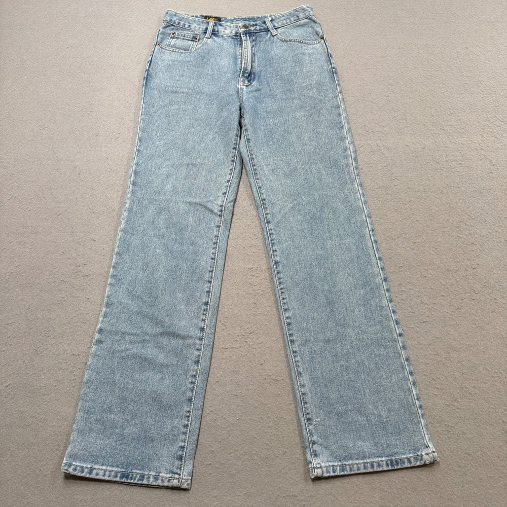 Lee Riders Wide Leg Jeans Women's 30 Blue Light Wash Straight Leg Relaxed Fit
